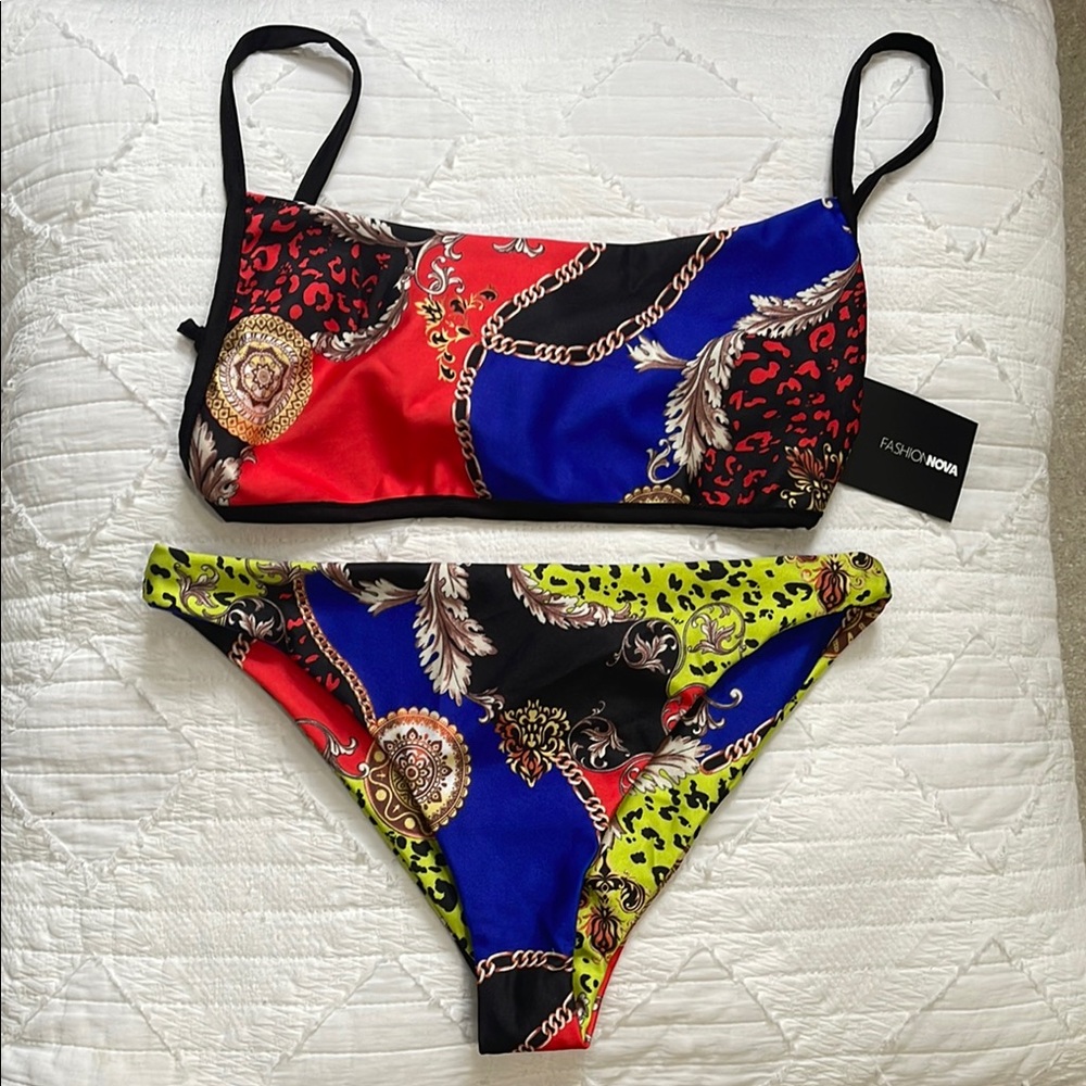 Fashion Nova Multicolor Bikini Set Size L
